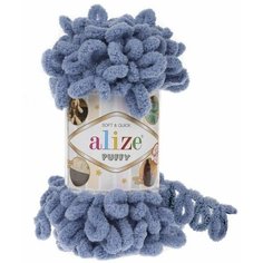 Пряжа Alize Puffy 100 г 9,2 м (100% микрополиэстер) 1 шт, цвет 374 Blue (джинс)