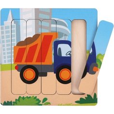 Развивающие деревянные пазлы для малышей Транспорт Грузовик Mapacha
