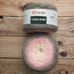 Пряжа YarnArt Flowers Merino (Ярнарт Фловерс Мерино) колор 544 Серый/розовый / белый 25% шерсть, 75% акрил 225г 590м 2шт