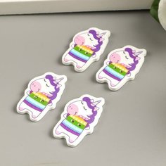 Набор пуговиц для творчества дерево "Единорожка в свитере" набор 15 шт 3,4х2,1 см Арт Узор