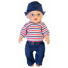 Джинсы, панама и кофта для куклы Baby Born ростом 43 см (896) Oubaoloon