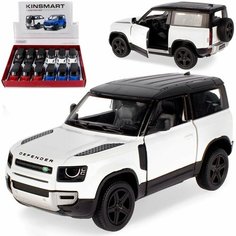 Металлическая машинка игрушка 1:36 Land Rover Defender (Ленд Ровер Дефендер) внедорожник, инерционная / Белый Kinsmart
