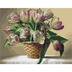 Картина по номерам Корзина тюльпанов 40х50 см Hobby Home