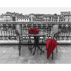 Картина по номерам Красный зонт и цветы 40х50 см Hobby Home