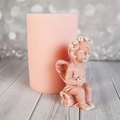 Силиконовая форма для мыла, Ангелочек на брёвнышке Helena Mold