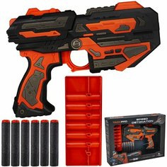 Бластер КНР Tack Pro "Speed Detonation" черный, красный, 8896Fj, с безопасными пулями 6 шт, в коробке (0471931YS)