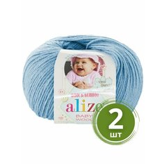 Пряжа Alize Baby Wool (Ализе Беби Вул) - 2 мотка Цвет: 350, Светлый петроль, 40% шерсть 20% бамбук 40% акрил, 50 г / 175 м
