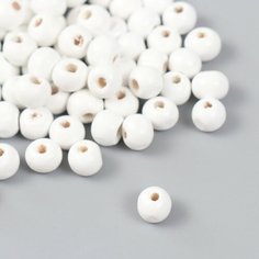 Бусины для творчества дерево "Белый" d-0,8 см, набор 20 гр Арт Узор