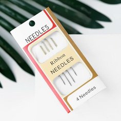 Иглы для вышивания лентой, d = 1,07 мм, 4,4 - 4,9 см, с золотым ушком, 4 шт Noname