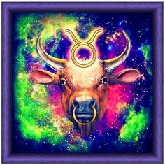 Алмазная мозаика на подрамнике 30х30 Знак зодиака Телец New World