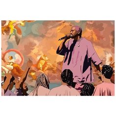 Картина по номерам на холсте музыка Канье Уэст (Kanye West) - 8645 Г 60x40