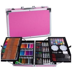 Набор для рисования и творчества 145 предметов в чемоданчике (розовый) Nobrand