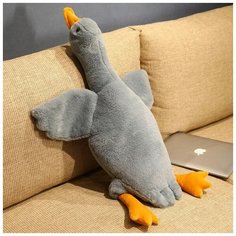 Мягкая игрушка Гигантский гусь Толстяк 70 см / подушка-обнимашка утка, серый Ir Aysh