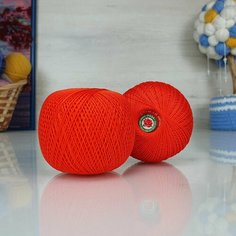 Пряжа ПНК им. С. М. Кирова Роза (ПНК), алый - 0712, 100% мерсеризованный хлопок, 6 мотков, 50 г, 330 м.