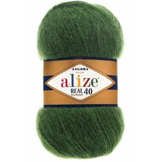 Пряжа "Angora real 40" 60% акрил, 40% шерсть 480м/100гр (563 тём. зелён) Alize