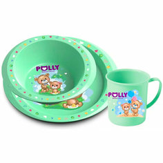 Набор детской посуды «Polly» (тарелка плоская + тарелка Полимербыт 38921
