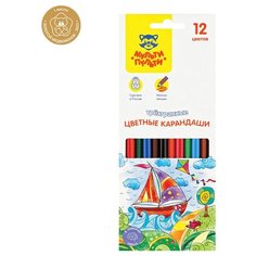 Карандаши цветные 12 цветов Мульти-Пульти "Невероятные приключения" (L=177мм, D=7мм, 3гр) картон, европодвес (CP_41053), 16 уп.