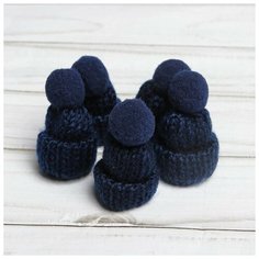 Шапка для игрушек вязаная с помпоном, набор 5 шт, цвет синий Made in China