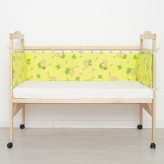 Бортик Мишки с мёдом бязь, лотекс, 4 части (2 ч: 30х60см, 2 ч: 30х120см), цвет салатовый Baby22