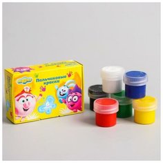 Смешарики Гуашь пальчиковая 6 цветов по 20 мл, "Смешарики", карамельная