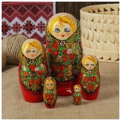 Матрёшка 5 -ти кукольная "Татьяна" хохлома, 14-15 см Без бренда