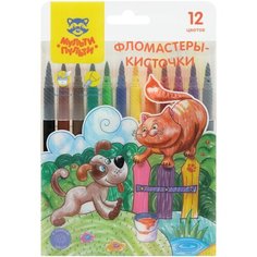 Фломастеры-кисти Мульти Пульти "Невероятные приключения", 12 цветов, смываемые, ПВХ бокс, европодвес (WP_66929)
