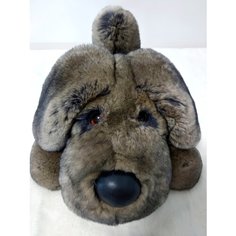 Собака сувенир из натурального меха кролика Рекс коричневая Без бренда