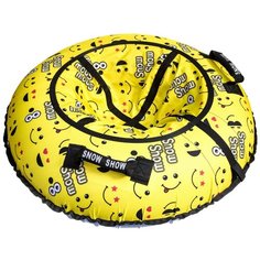 Санки надувные Тюбинг RT Смайлики жёлтые + автокамера, диаметр 118 см Snow Show