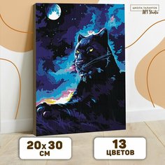 Картина по номерам на холсте с подрамником «Пантера в ночи» 20х30 см Школа талантов