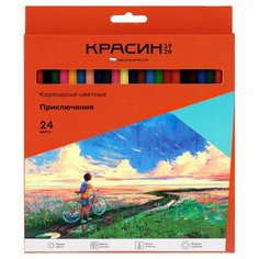 Карандаши цветные 24 цвета Красин "Приключения" (d=3мм, 6гр) картон, европодвес (КР-2402)