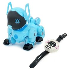 Робот-собака «Паппи», радиоуправляемый, световые и звуковые эффекты, работает от аккумулятора, цвет голубой NO Name