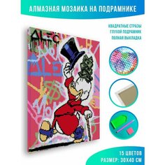 Алмазная мозаика на подрамнике - вышивка Скрудж Макдак 30 х 40 см Красиво Красим