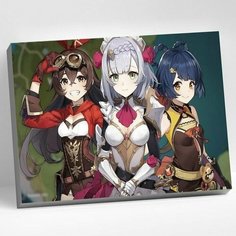 Картина по номерам 30 х 40 см "Геншин" "Эмбер, Ноэль и Сян Лин" 25 цветов Molly