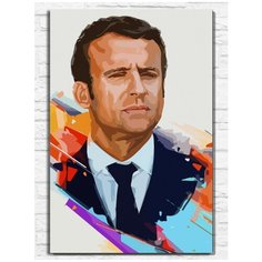 Картина по номерам на холсте эммануэль макрон (абстракция, поп арт) - 9060 В 60x40