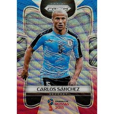 Коллекционная карточка Panini Prizm FIFA World Cup Russia 2018 #210 Carlos Sanchez - Blue Red Wave S0273
