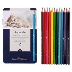 Карандаши акварельные 12 цветов A, в металлической коробке с ложементом 1 упак. Случай