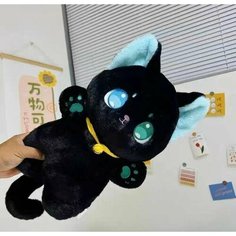 Мягкая игрушка кот чёрный, кошка игрушка белая Chika