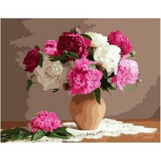 Картина по номерам Нежность пионов 40х50 см АртТойс