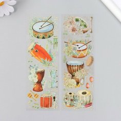 Наклейки для творчества "Перкуссия и цветы" набор 2 листа 17,5х6 см