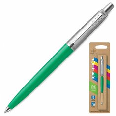 Ручка шариковая PARKER "Jotter Orig Green" корпус зеленый нержавеющая сталь блистер синяя, 1 шт