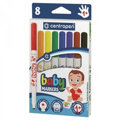 Набор фломастеров 8 цветов Centropen "Baby markers" (линия 6мм, утолщенные, смываемые) картон, европодвес (5 8660 0801)