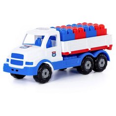 Автомобиль бортовой «Сталкер», цвет бело-синий + конструктор «Юниор», 20 элементов Полесье