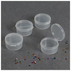 Набор контейнеров для декора, 4 шт, 4 ? 1,9 см, цвет прозрачный Queen Fair