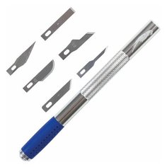 Нож макетный Остров Сокровищ (6 разновидностей лезвий, металл, пластиковый футляр) 2шт. (237161)