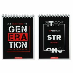 Блокнот А6 60 листов в клетку на гребне "Красное и чёрное", обложка мелованный картон, выборочный УФ-лак, блок 65 г/м2, микс Полиграф Принт