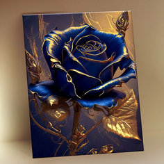 Картина по номерам в виде открытки с поталью (15х20) Синяя роза (14 цветов) KH1184P Флюид Free Fly