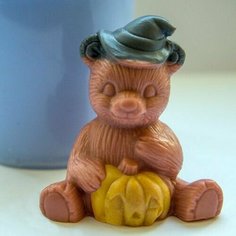 Силиконовая форма для мыла Мишка с тыквой 3D, для свечей, гипса 1шт 5,5 х 4 х 3 см Нет бренда