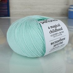 Пряжа пехорка Волшебное детство Пехорка, Мята - 411, 100% мериносовая шерсть, 5 мотков, 50 г, 220 м.