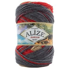 Пряжа ALIZE "Burcum Batik" цвет: 7390 песочный-красный-серый 100гр. 210м. (100% акрил) 1 шт