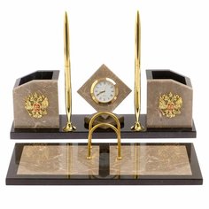 Письменный набор "Куб" из бежевого мрамора 126240 Уральский сувенир